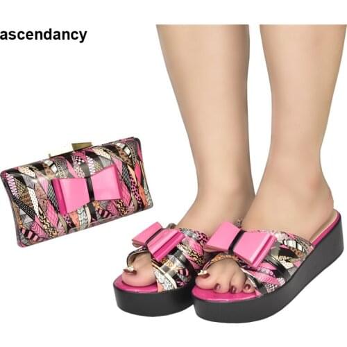 New Arrival Ladies Shoes Summer Slippers Good Quality Italian Shoes with Matching Bag for Evening Party Ladies Sexy High Heels