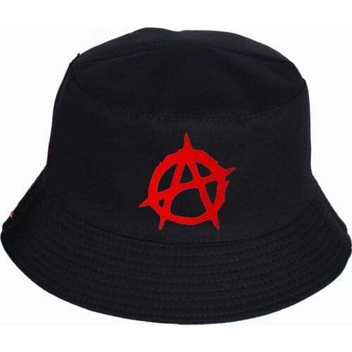 Anarchy Symbol hat Punk Rock Bucket Hats Summer pop harajuku Women Men fisherman hat Outdoor sunshade cap fishing hat