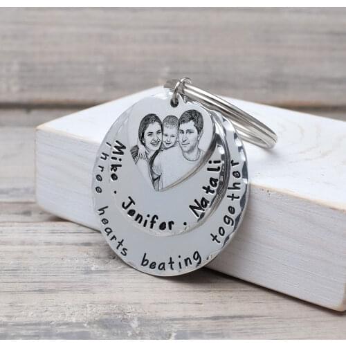 Personalized Picture Key Chain Engraved Keyring Keepsake For Mother Father Custom Keychain With Family Photo