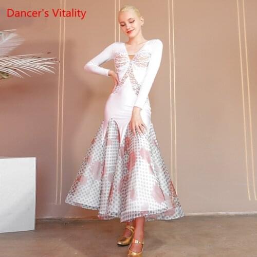Waltz Dress female adult high-end lace halter dancing skirt professional competition dance wear training suit