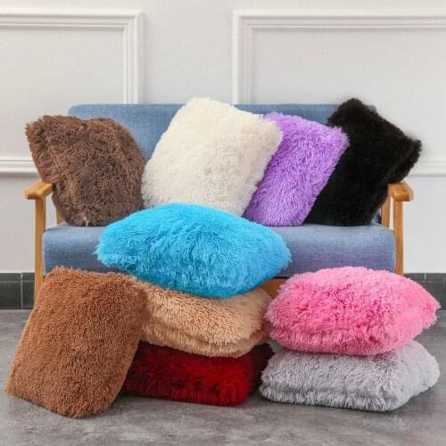 Solid Color Milk White Pink Blue Plush Cushion Cover 40x40cm Sofa Car Decoration Nap Pillowsham Pillowcases Baby Children Gift