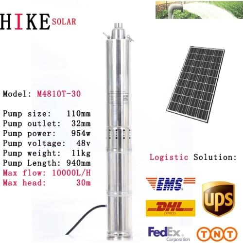 Hike solar equipment 48V Centrifugal impeller pump of DC 4 Inch Borehole Submersible Deep Well Solar Pump Model: M4810T-30