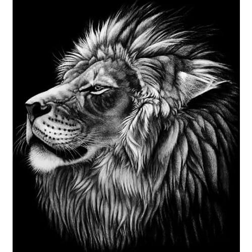 Full Square Drill Diamond Painting Animal Diy Diamond Embroidery Black And White Lion Mosaic Poster Diamond Wall Art Home Decor