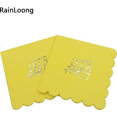[RainLoong] 3Plys Beverage Paper Napkins Lets Party With Scalloped Event & Party Tissue Napkin Serviette 33*33cm 16pcs/pack/lot