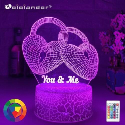 Romantic 3d Night Lamp Heart Hologram Acrylic Laser Engrave Nightlight for Adult Bedroom Decoration Atmosphere Led Night Light