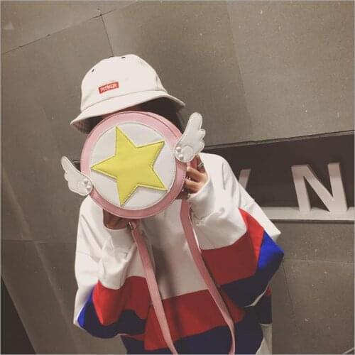 Pink Card Captor SAKURA Women Shoulder Bags Kawaii Women Messenger Bags With Angel Wings Cartoon Beach Bag Date Mine Hand Bags