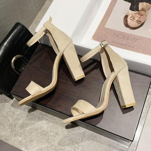 Shoes Women Sandals Fashion Women Shoes Block Heels Women Suede Buckle Party Sandalias Sexy Classic Sandals Ladies Shoes