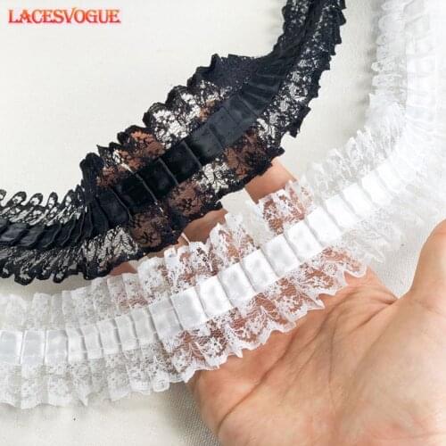 20Meters 4cm Mesh Fold Lace Ribbon Clothing Needlework Sewing Accessories Patchwork Skirt Ruffle Decoration Dress Material 772
