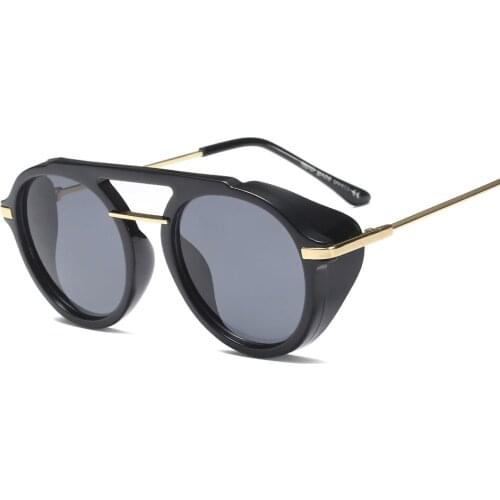 Veshion Side Shield Sunglasses Men Round Brown Fashion 2020 Circle Sun Glasses for Women Vintage Uv400 Half Metal