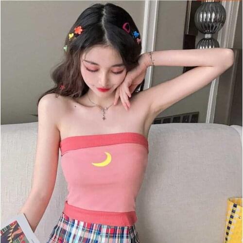 Clothing Women 2020 Summer Strapless Chest-wrapped Tube Top Top Sleeveless Short Underwear Vest Bottoming Shirt Women Harajuku