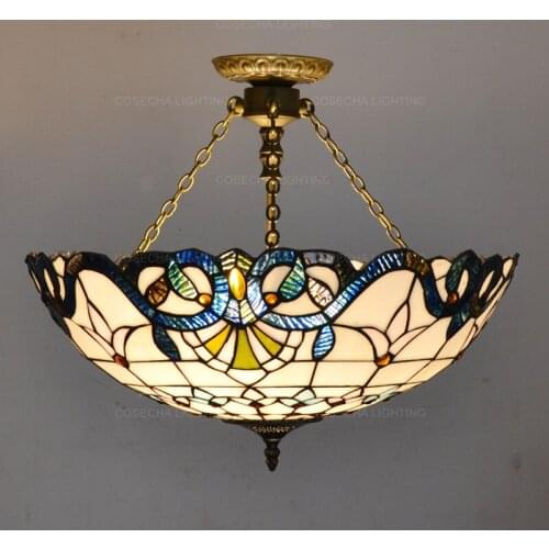 Unique Semi flush ceiling lights Bohemia colored glass ceiling lamps for bedroom hallway E27 light bathroom kitchen dining room
