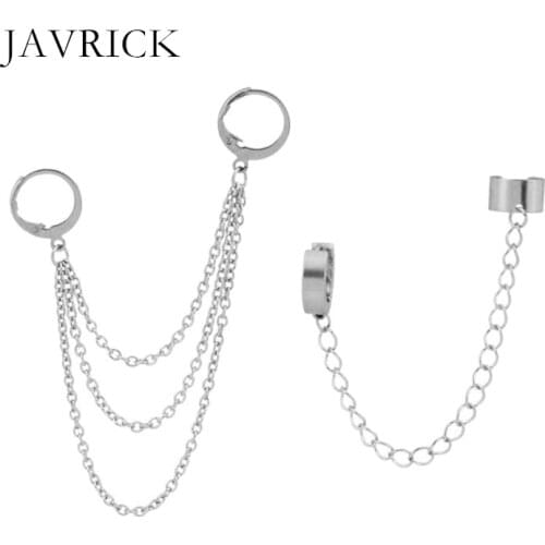 Jewelry Korean Hip Hop Titanium Steel Chain Threader Drop Cuff Earrings Dangle Earring Jewelry Women Men Unisex Ear Jewelry Gift