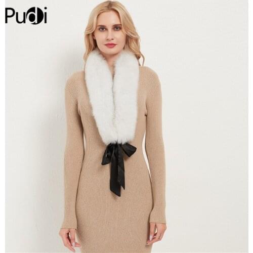 Pudi women natural fox fur scarf ring collar 2020 Ins hot winter lady female warm real fox fur scarves rings SF004