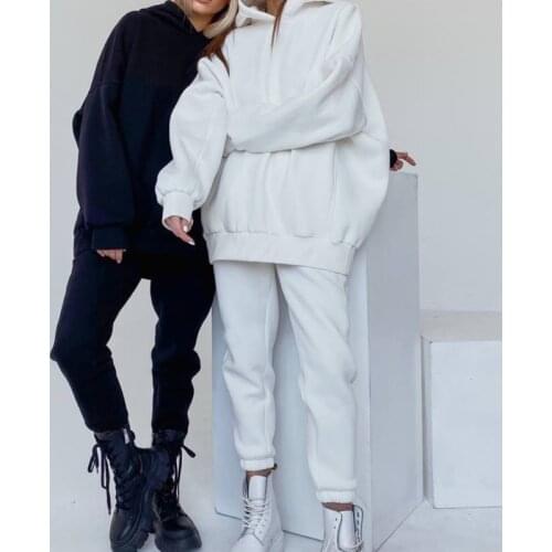 2021 Fashion Sweatshirt 2Pcs Set Tracksuit Women Long Sleeve Pullover Hoodie+Sweatpants Pants Autumn Winter Casual Sport Suit