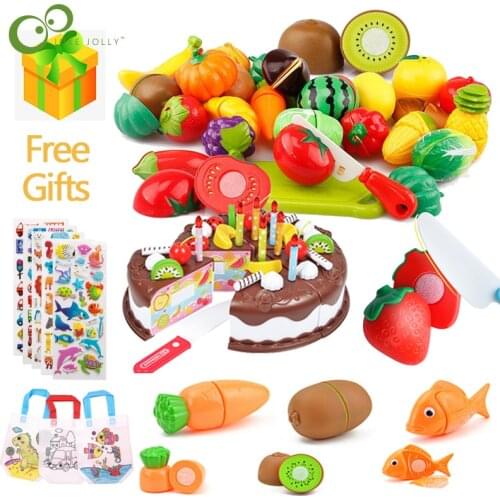 1Set Cutting Pretend Play Food Toy for Kids Kitchen Pretend Fruit Vegetables Accessories Educational Toy for Children Gift YJN