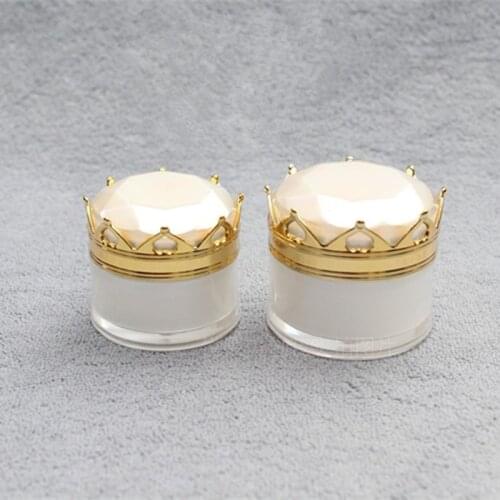 100pcs 5g/10g/15g/20g Crown Jar Empty Cosmetic Eye Cream Lip Oil Acrylic Bottle Refillable Lotion sample pack Containers