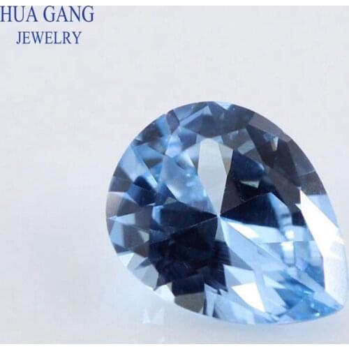 108# Size 2x3~12x16mm Pear Shape Stone Brilliant Cut Synthetic Spinel Blue Stone For Jewelry
