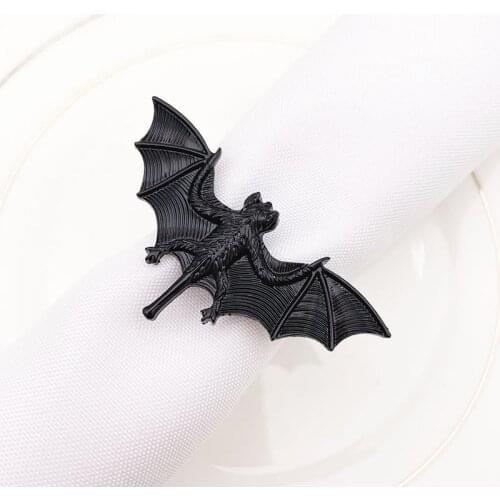 4pcs/lot Black Bat Napkin Ring Hotel Halloween Napkin Button Alloy Napkin Ring Desktop Decoration Supplies