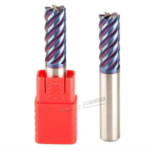 5pcs/lot 4mm 6mm 8mm 10mm 12mm Germany supper hard NACO coating HRC70 6 flute milling cutting tool for hardnessend mills