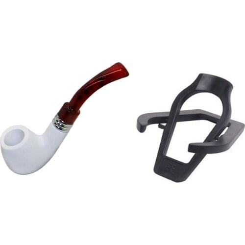 Banggood A Set Meerschaum Enchase Smoking Pipe Tobacco Cigarettes Cigar Durable Pipes Gift with Plastic Pipes Stand Holder