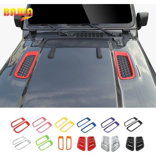 BAWA Car Head Hood Engine Cover Vent Decoration Trim Sticker Cover For Jeep Gladiator JT 2018 Car Styling Accessories