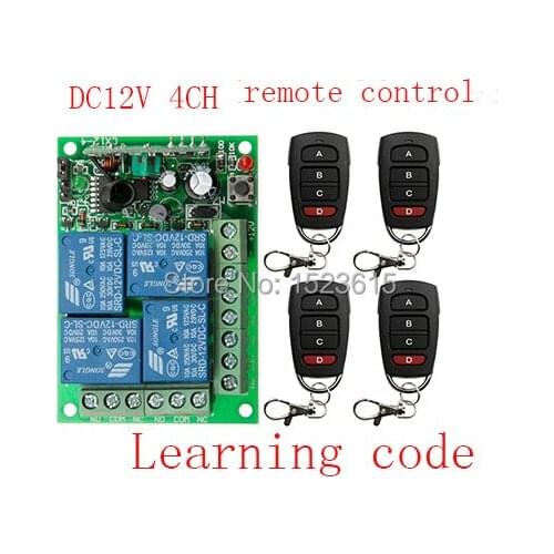 NEW DC12V 10A 4CH Radio Controller RF Wireless Relay Remote Control Switch 315 MHZ 433 MHZ teleswitch 4 Transmitter +1 Receiver