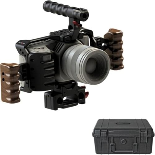 BMPCC 4K CAGE DSLR RIG Integral Cage Baseplate Wooden Handle 15mm rig FOR BlackMagic Pocket Cinema Camera II 4K