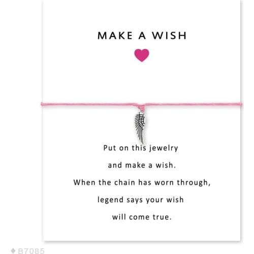 Girls Adjustable Make a Wish Statement with Card The Eye of Horus Wedjat Eye Angel Wings Charm Bracelets & Bangles for Women