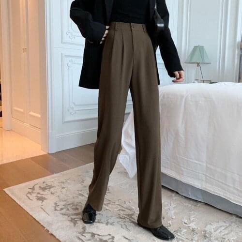 Office Lady Straight Trouser Spring Long Pants for Women High Waist Summer Fashion Elegant Casual