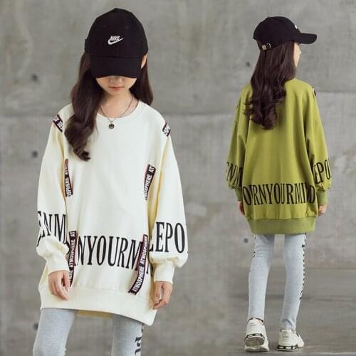 2021 SUMMER Child Sweater kids Girl Long Sleeve Jersey Baby loose Hoodies Clothing Print + leggings 3 5 7 8 10 11 12 14 Years