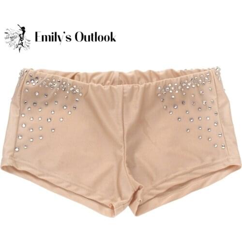 High Elastic Comfort Underwear Safety Pants Rhinestone Shorts For Dancer Costume Accessory Nude Color