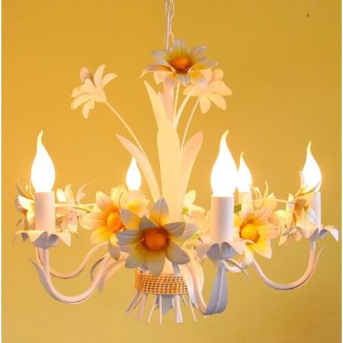 European Style Living Room Garden Style Restaurant Candle Iron Flower Romantic Children Room Pendant Light hanglamp