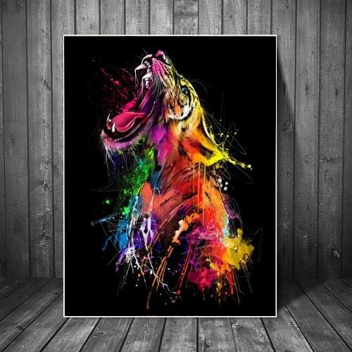 Graffiti Coloful Tiger Prints Art Wall Pictures Room Decor Canvas Posters Anime Art Decorations for Teen Living Room Cuadros