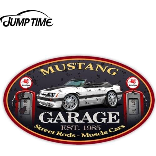 JumpTime 13cm x8.3cm For 1985 Ford Mustang GT5.0 Convertible Garage Sign Decal Laptop Luggage Bumper Waterproof Car Accessories