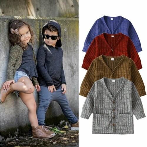 0-3 Years Unisex Baby Boys Girl Cardigan Tops Spring Autumn Baby Boys Jacket Solid Girls Coat Outerwear Toddler Knitted Cardigan