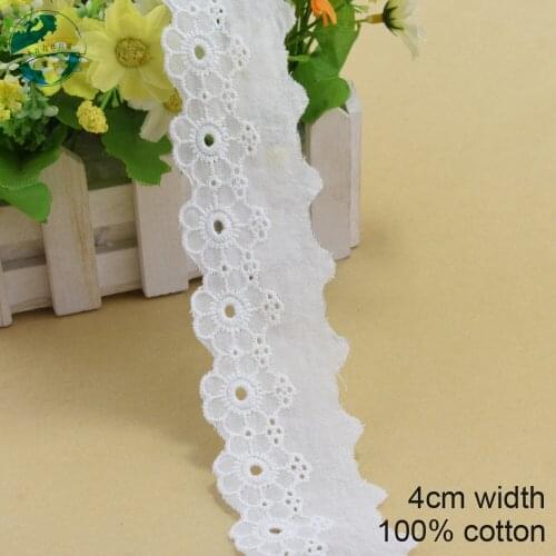 10yards 4cm Wide 100% Cotton embroid lace sewing ribbon guipure trim fabric knitting DIY Garment Accessories wedding lace#3073