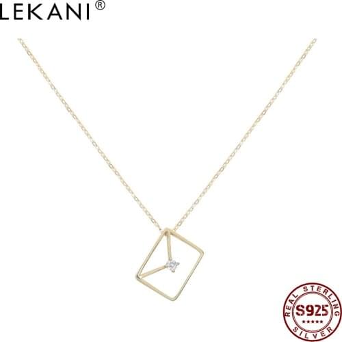 LEKANI Genuine 925 Sterling Silver Gold Color Necklace For Women Minimalist Envelope Pendant Necklace Designer Statement Jewelry