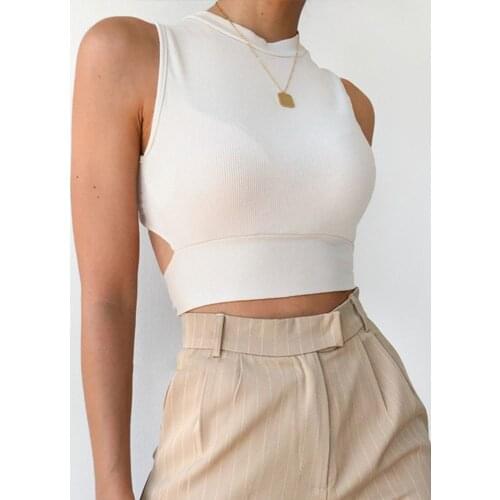 Women Cross Bandage Halter Cami Tops 2021 Summer Sleeveless Abstract Print Cutout Sexy Crop Tops Vintage Elegant Tank Top