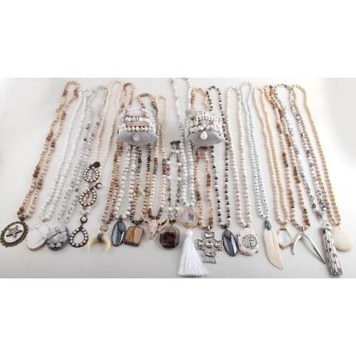 MD Wholesale White 20pc Mix Color Necklace / Bracelet Set Fashion Boho Jewelry Handmade Women Bohemian Necklaces Gift