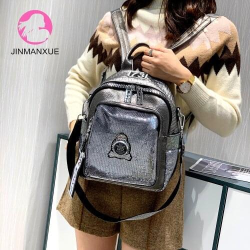 Fashion Large Capacity Sequined Backpack Purse for Women Personality All-Match Western Style Multi-Function Shoulder Bag