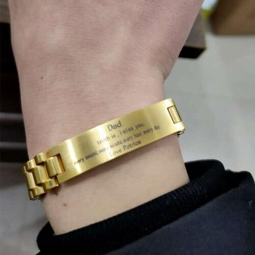 Custom ID Name Men Bracelet Bangle Punk Jewelry Stainless Steel Personalized Queto Letter Bracelet Femme Best Friend Gifts