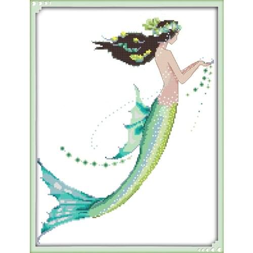 The Mermaid cross stitch kit people 18ct 14ct 11ct count print canvas stitches embroidery DIY handmade needlework