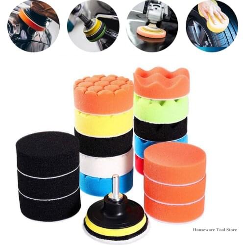 16/19PCS 3 Inch Buffing Sponge Polishing Pad Kit Waxing Car Auto Polisher Use