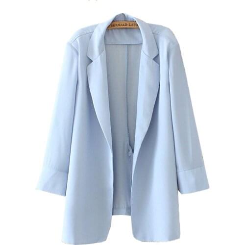 Large Size Suit Jacket Female Korean Loose 2020 Spring Autumn Blazer New Casual Chiffon Womens Thin Suits Cardigan Coats 4XL
