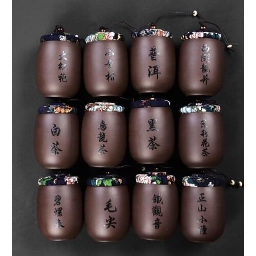 Portable mini travel storage sealed pot small Pu'er tea box purple sand tea pot ceramic tea pot household