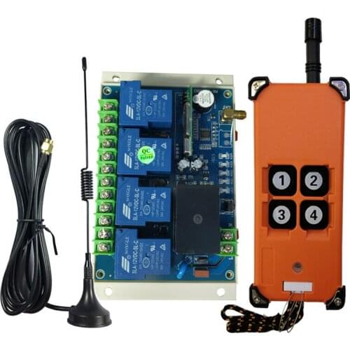 Industrial 3000M AC 220 V 250V 380V 4 CH 30A relay RF Wireless Remote Control switch Receiver Transmitter 433mhz