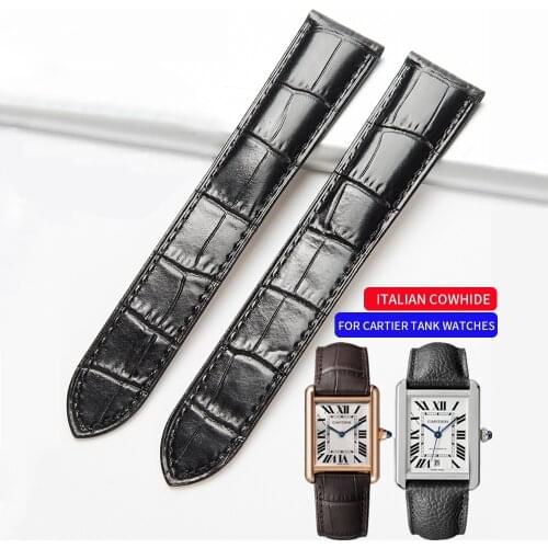 Genuine Leather Watchband 20/22/23/24/25 mm Suitable for Cartier Tank Solo W6700255 Watch Strap For Men/Women