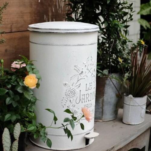 Rustic Retro Pedal Bin Waste Paper Basket Bins Trash Cans Vintage