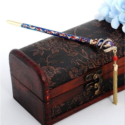 Retro fashion noble Cloisonne Multicolor Hairpin Wedding headdress Hair sticks Fashion jewelry For women Free shipping 007