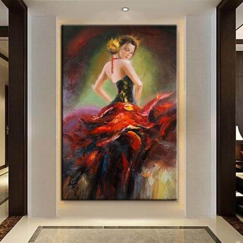 Handpainted Oil Painting Abstract Sexy Dancing Girl Wall Pictures On Canvas Wall Art For Living Room Home Decor No Framed